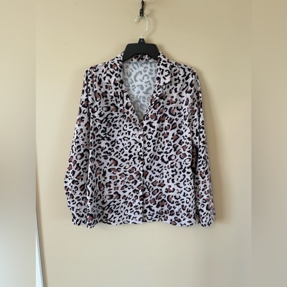 Animal Print Button Down Shirt. Size Large.